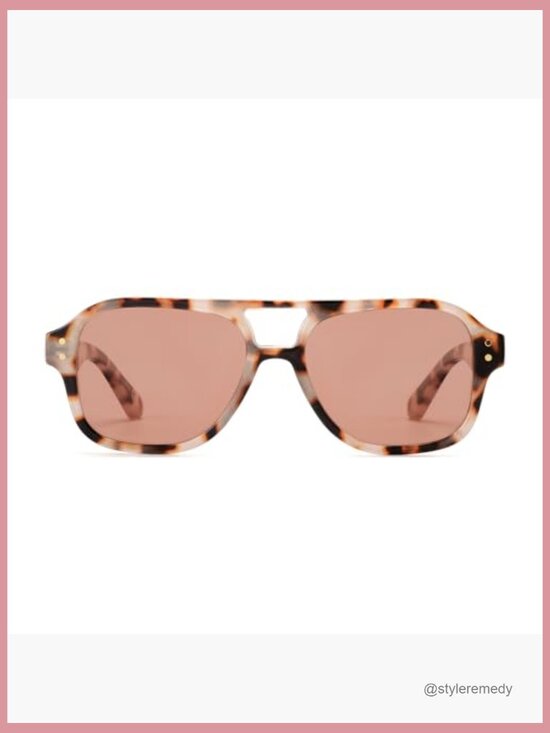 Retro Polarized Square Aviator Sunglasses, Plastic Frame
